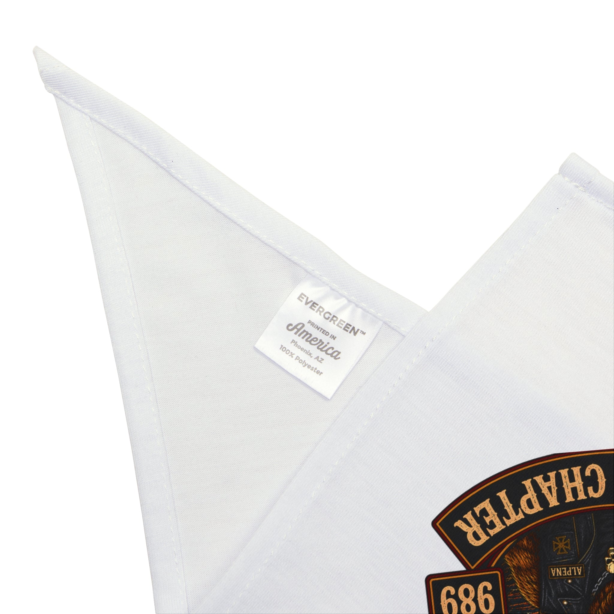 The Deer Mafia Alpena Chapter Pet Bandana — Rustic Deer Skull Motorcycle Patch Design for Dogs & Cats
