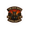The Deer Mafia Alpena Chapter Round Outdoor Sticker — Vintage Biker Deer Design