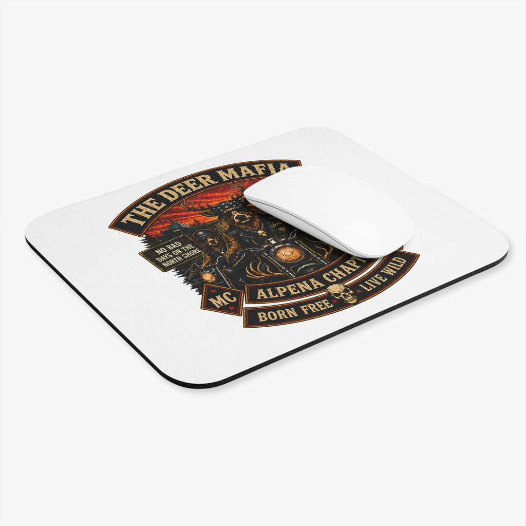 Deer Mafia Motorcycle Mouse Pad — "Born Free, Live Wild" Alpena Chapter