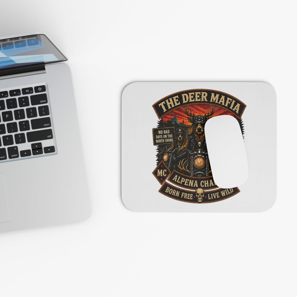 Deer Mafia Motorcycle Mouse Pad — "Born Free, Live Wild" Alpena Chapter