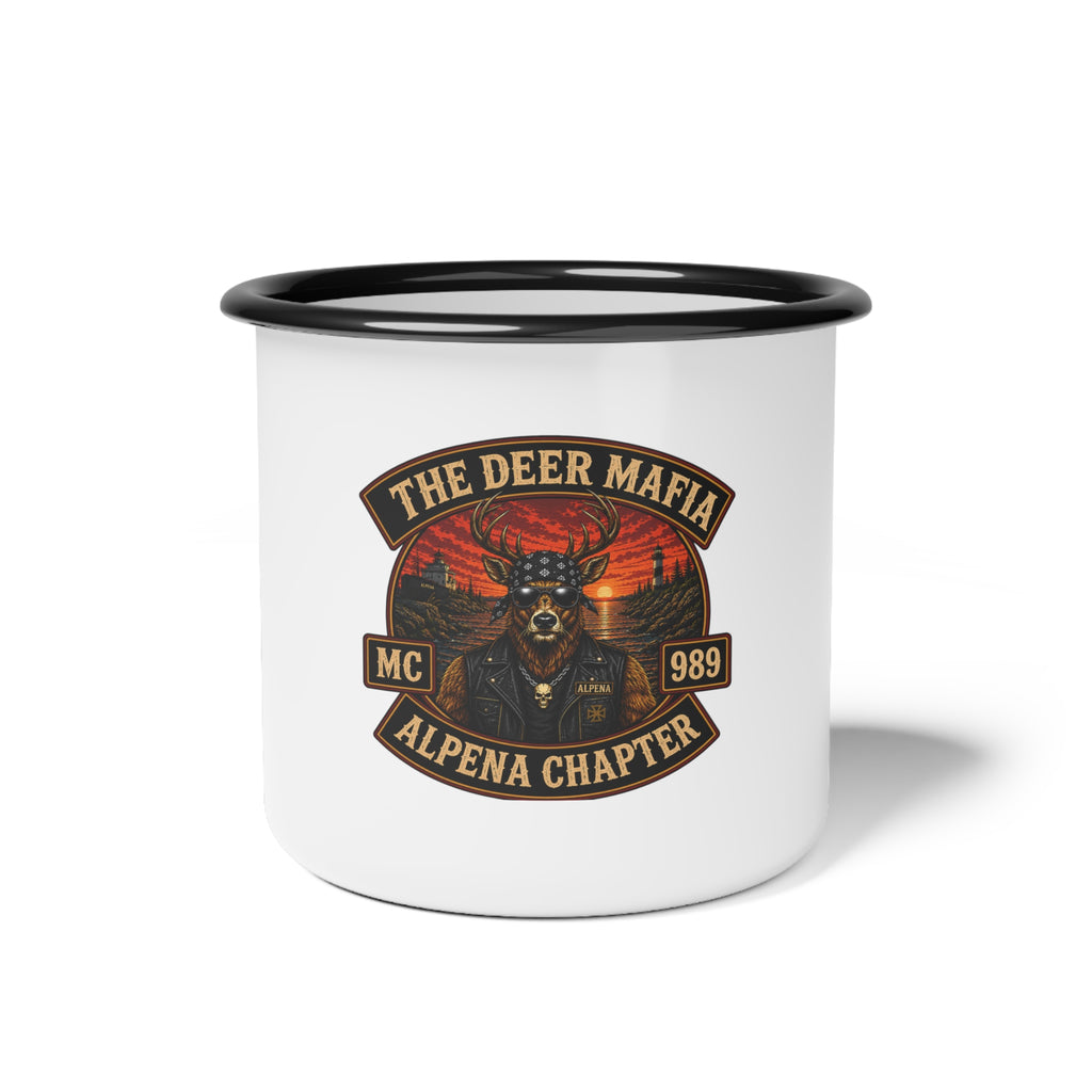 Enamel Camp Cup — 'The Deer Mafia Alpena Chapter' Retro Camping Mug