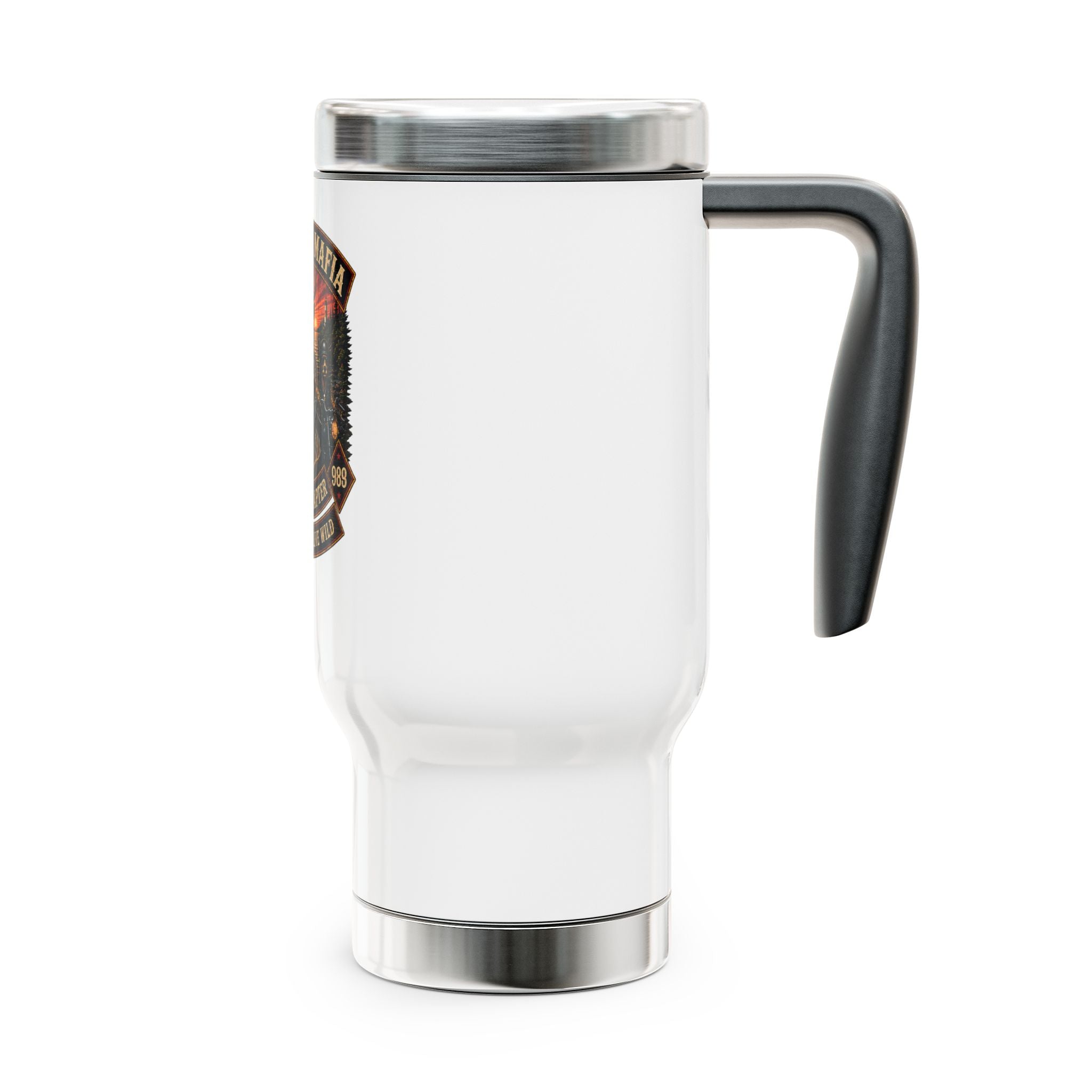 Travel Mug — 'The Deer Mafia' Biker Stainless Steel 14oz Travel Mug with Handle
