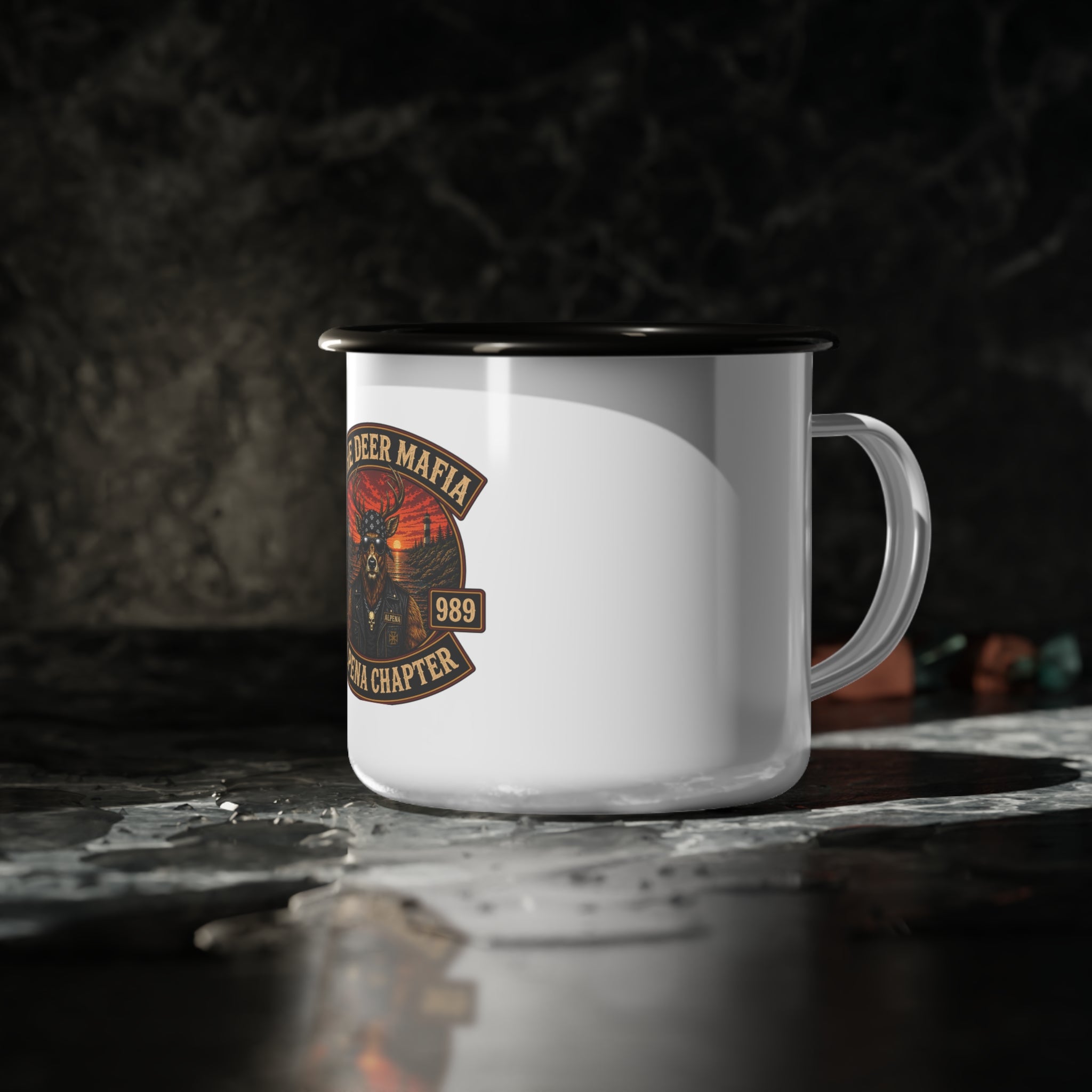 Enamel Camp Cup — 'The Deer Mafia Alpena Chapter' Retro Camping Mug