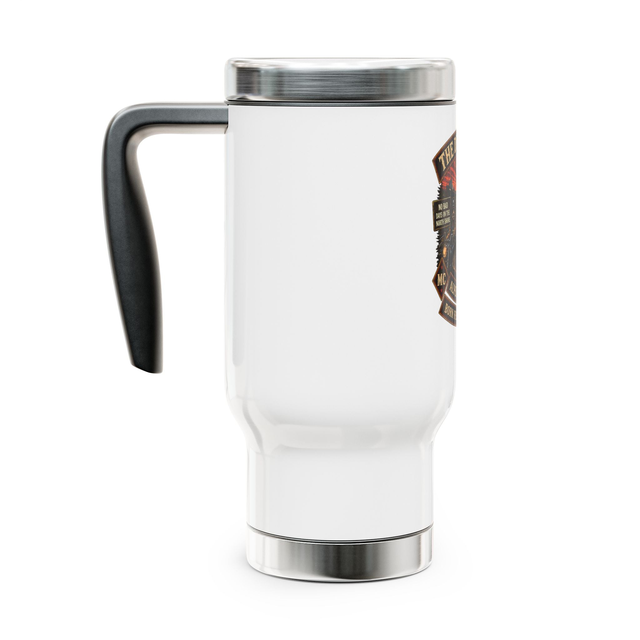 Travel Mug — 'The Deer Mafia' Biker Stainless Steel 14oz Travel Mug with Handle
