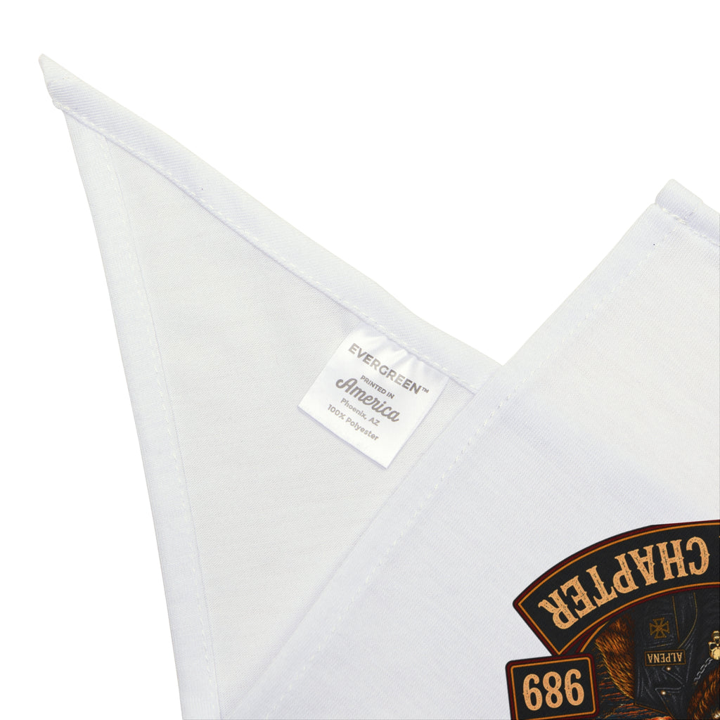 The Deer Mafia Alpena Chapter Pet Bandana — Rustic Deer Skull Motorcycle Patch Design for Dogs & Cats